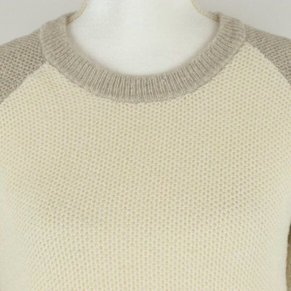 Madewell Province Women's Small Cream Tan Honeycomb Knit Crewneck Sweater - Picture 4 of 10
